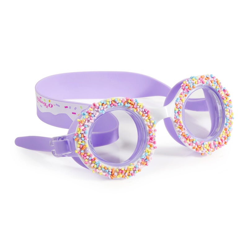 Bling 2O Girls' Purple Grape Jelly Donut Kids Swimming Goggles (Ages 3+ up) - UV Protection, Latex-Free, 100% Silicone - Includes Anti-Fog & Adjustable Nose Piece